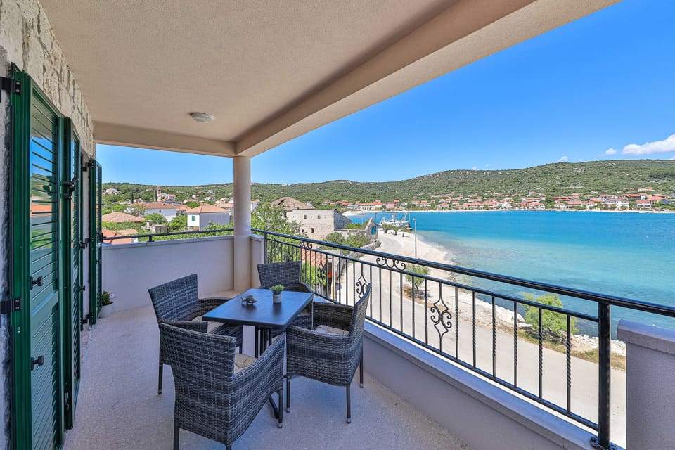 Balcony view over the beach